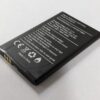 The back side of a MiniVision2+ cell phone battery. The battery has technical specifications and cautionary information printed in white text. The battery also has various certification symbols, including the CE mark, a recycling symbol, and a warning symbol. The text "Made in China" is also visible.