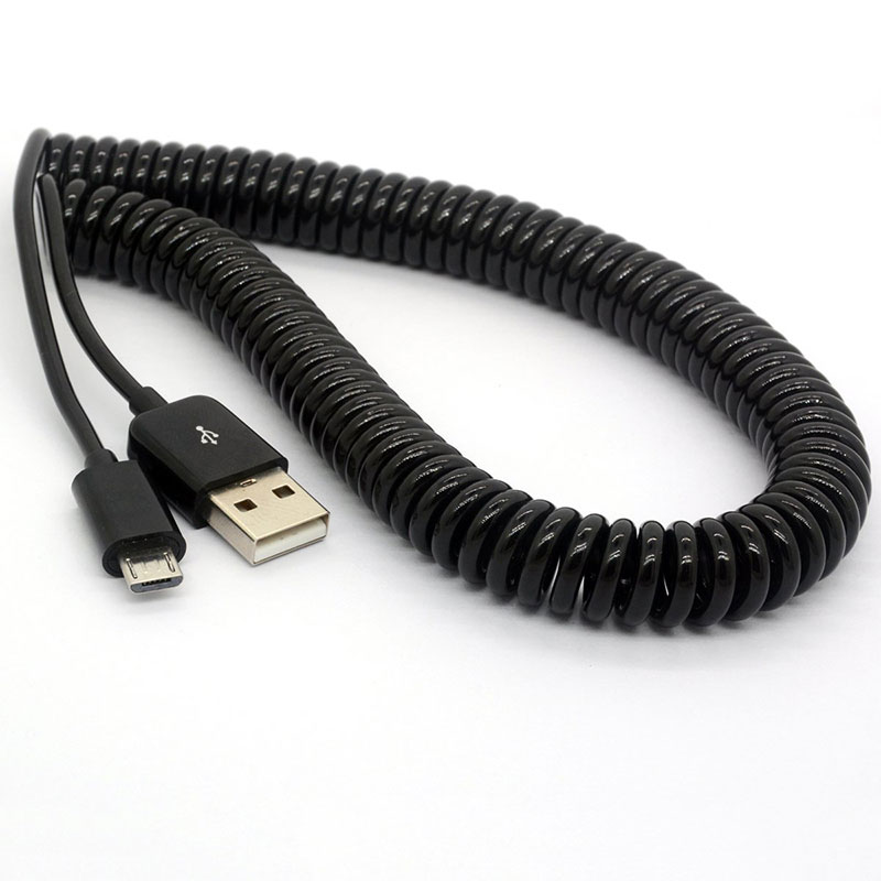 Memory Cell Phone 6-ft Coiled Extension USB Charger Cable
