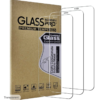 Photo of a set of tempered glass screen protectors displayed alongside their packaging. The brown box is labeled “GLASS Screen Pro+ Premium Tempered” and features icons for features like 9H hardness, anti-shatter film, oleophobic coating, high transparency, and easy installation. Three transparent glass protectors are shown in front of the box, each shaped to fit the RAZ Memory Cell Phone's screen with cutouts for the speaker. The label on the packaging highlights “Tempered Glass” and “Explosion-proof.”