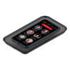 A RAZ Memory Cell Phone placed on a wireless charging pad, showing the home screen with emergency call and contact options.