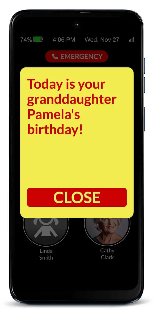 RAZ Memory Cell Phone for Seniors - Charging reminder